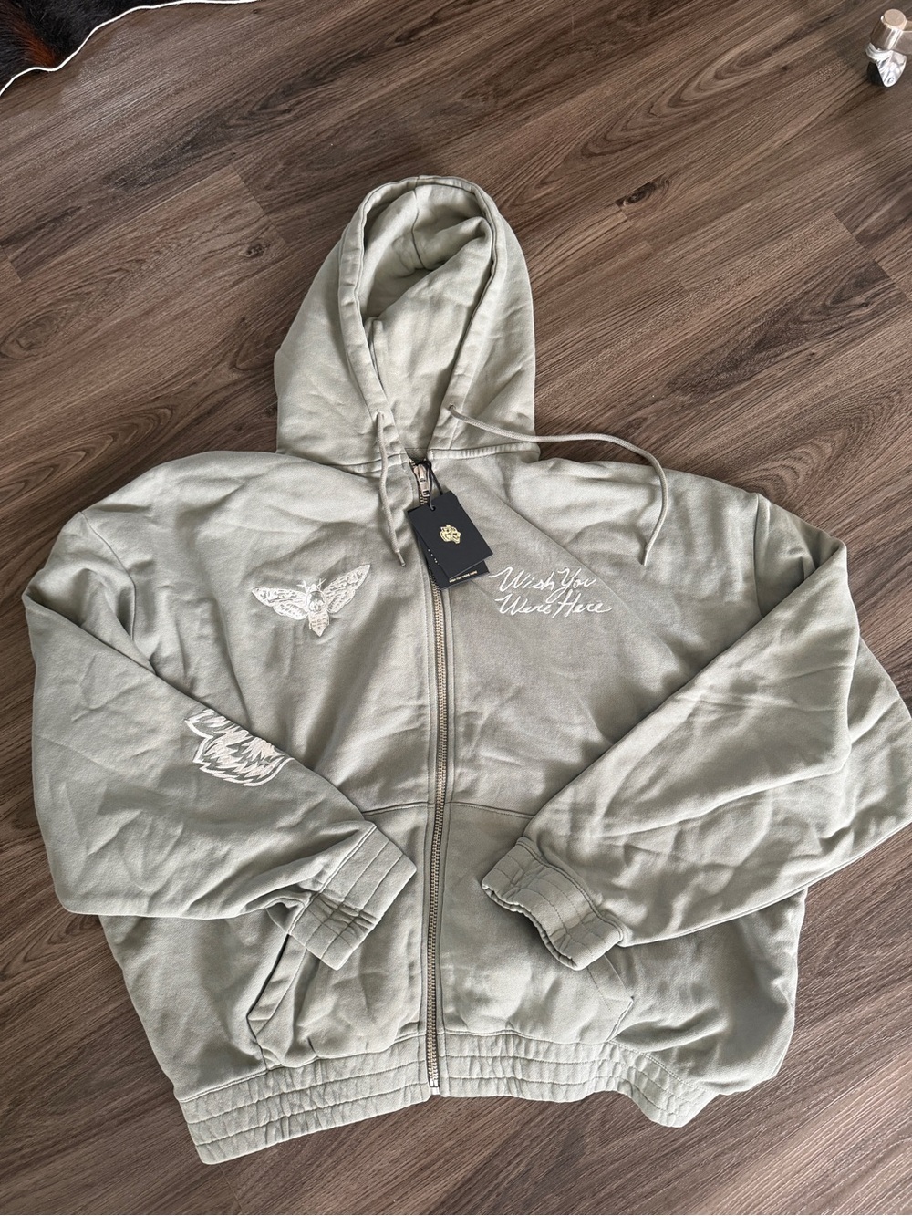 Darc Sport Owen Green Zip Up Hoodie Sweater Wolves Moth Vintage Chambers Grey